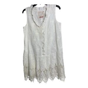 4 Love and Liberty Johnny Was  Embroidered Floral lace boho Linen Tunic dress